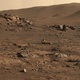 A panorama of the rocky and dusty Martian terrain.